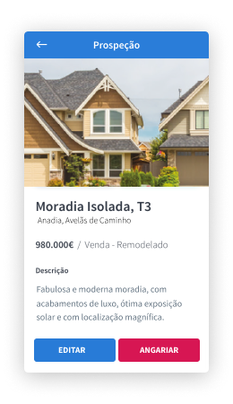 Registe novos imóveis em prospeção