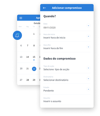 Agende ações comerciais e defina lembretes para que não se esqueça de nada